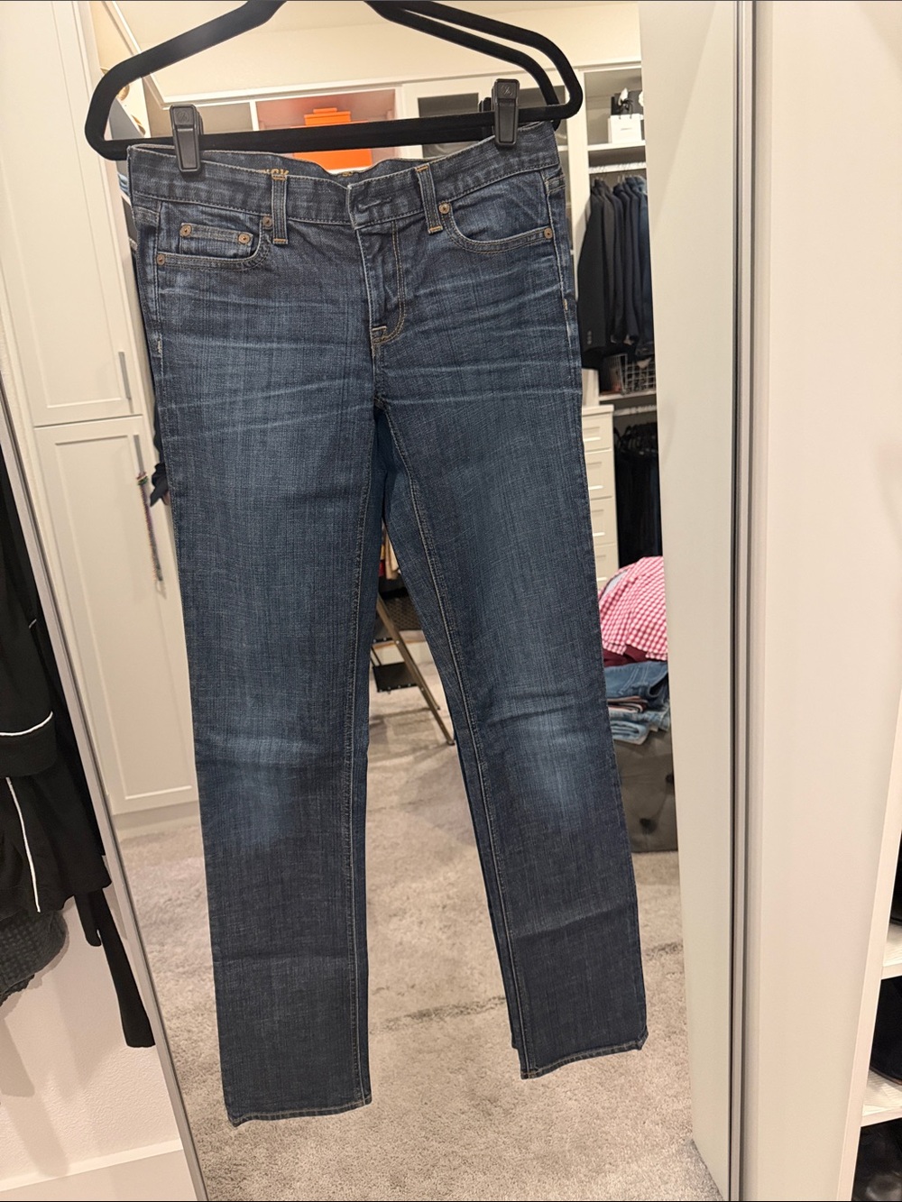 J. Crew Women's Slim Straight Jeans in Dark Blue Wash